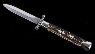 AKC Italian Stag Horn Stiletto Switchblade Knife