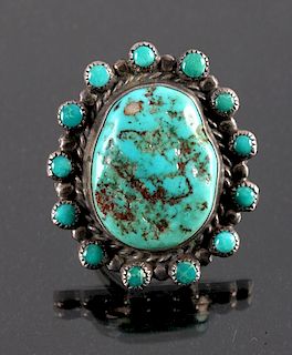 Navajo Sterling Silver Turquoise Nugget Ring