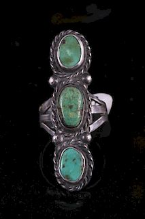 Old Pawn Carico Lake Turquoise Tri Stone Ring