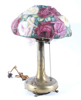 Pairpoint Puffy Reverse Painted Floral Lamp