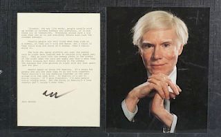 Andy Warhol signed typed letter.