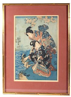 Women Near the Water Painting by Kuniyoshi c1849