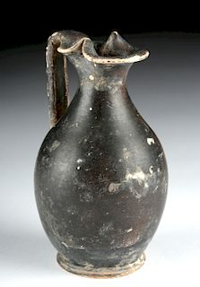 Greek Gnathian Black-Glazed Pottery Oinochoe