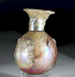 Eastern Roman Glass Sprinkler Flask w/ Pinched Tabs