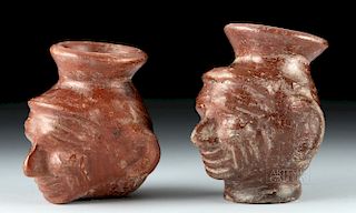 Miniature Teotihuacan Redware Portrait Vessels (pr)