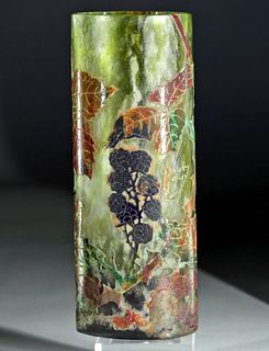 20th C. American Glass Vase with Blackberries