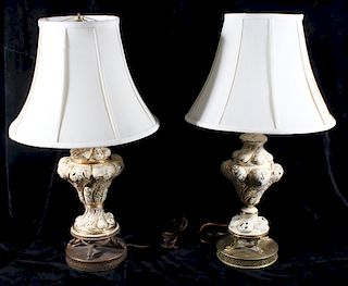 1950's Vintage Capo Di Monte Porcelain Lamps