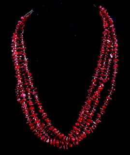 Multistrand Branch Coral and Heshe Bead Necklace