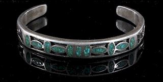 Chip Turquoise and Sterling Silver Cuff