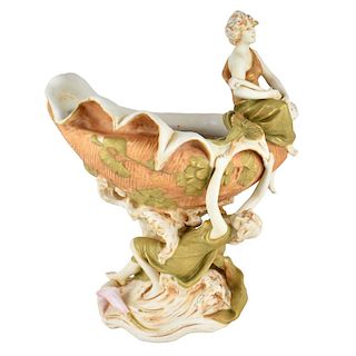 Large Royal Dux Porcelain Figural Centerpiece