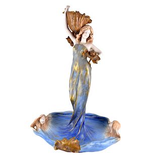 Tall Turn Teplitz Amphora Figural Centerpiece