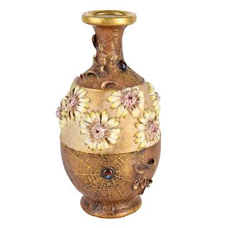 Amphora Art Nouveau Spiderweb and Daisy Vase