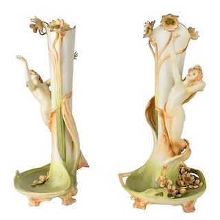 Art Nouveau Amphora Figural Vases