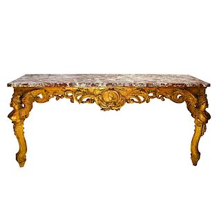 19th Italian Giltwood Carved Console Table