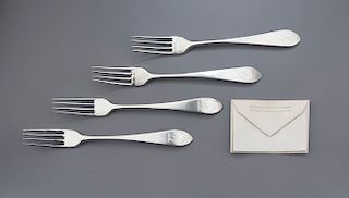 4 18th C. Scottish Sterling Silver Dinner Forks