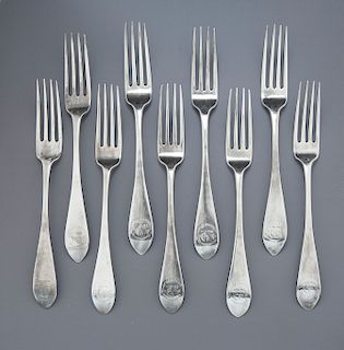 9 19th C. Scottish Sterling Silver Dinner Forks