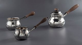 3 18th C. Sterling Silver Pipkins/Pourers
