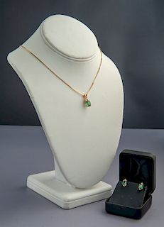 14K Tourmaline & Diamond Necklace & Earrings