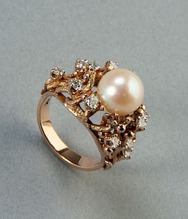 14K Pearl & .60 CTW Diamond Ring