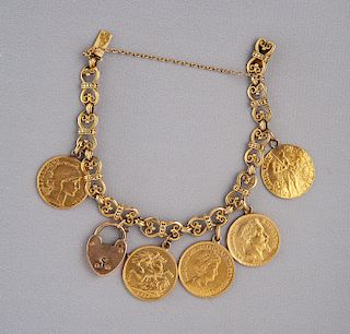 22K Gold Coin Bracelet