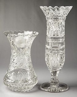 2 American Brilliant Cut Glass Vases