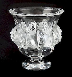 Lalique Dampierre Frosted Crystal Footed Vase