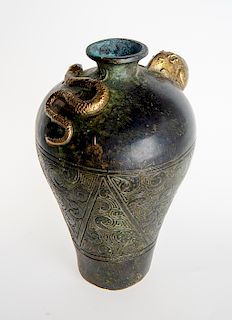 Chinese Gilt-Bronze Meiping Cabinet Vase