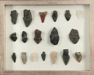 Group of 18 Projectile Points incl Shark Teeth