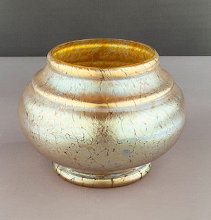 Loetz Type Oil Spot Art Glass Vase