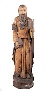 4'9" Carved Polychrome Wood San Joaquin Statue