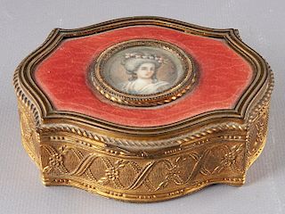 French Bronze and Enamel Portrait Box