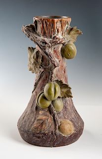 Plum Tree Art Pottery Vase