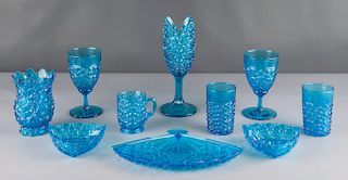 10 Pcs Victorian Blue Daisy & Button Art Glass