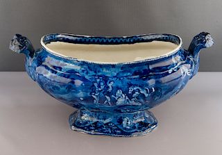 Flow Blue Tureen with Don Quixote