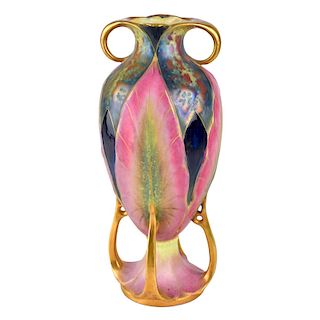 Paul Dachsel Amphora Art Nouveau Leaf Vase