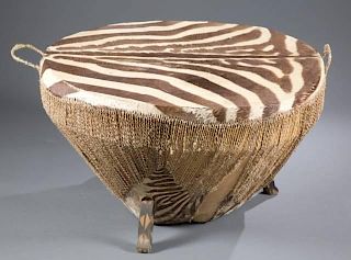African Zebra hide drum table.