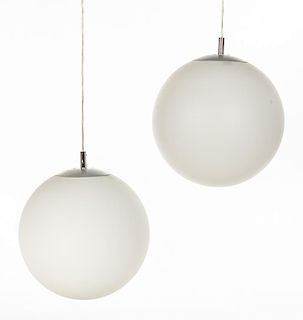 Pair Modern Sphere Pendant Lights