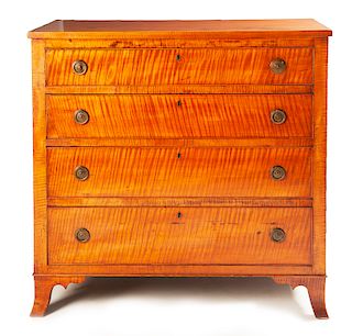 Tiger Maple Hepplewhite Chest of Drawers