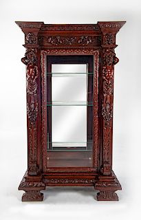Ealborately Carved Baroque Revival Curio Cabinet