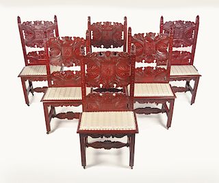 Set of 6 Carved Side chairs