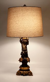 French Bronze and Gilt Figural Lamp