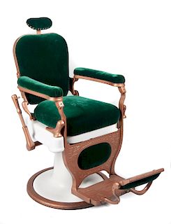 Theo Kochs Barber Chair in Green Velvet