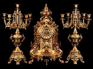 Imperial French Style Clock Garniture Set