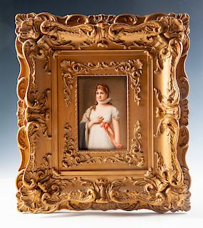 Porcelain Plaque of Queen Louise Signed Wagner