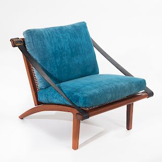 Danish Modern Folding Chair with Leather Straps
