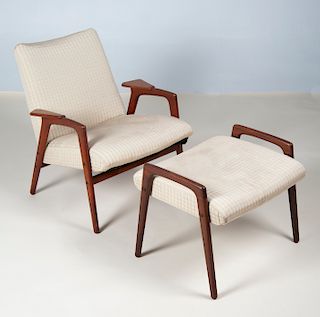 Danish Modern Arm Chair & Ottoman