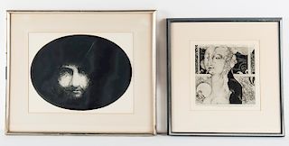 2 Signed Black & White Etchings, 20th Century