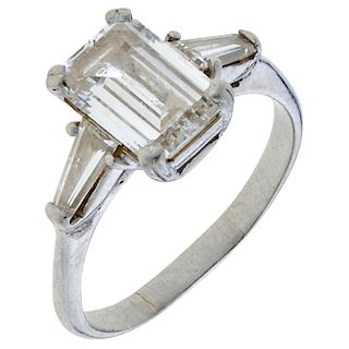 A diamond platinum ring.