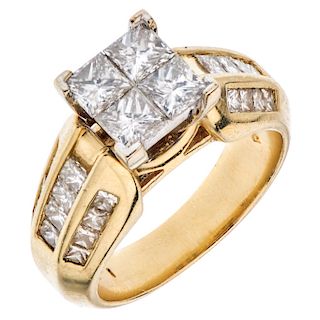 A diamond 14K yellow gold ring.