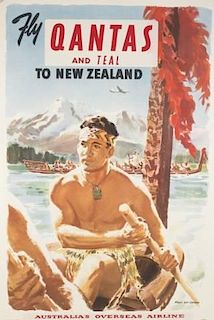 2 Qantas and Teal airline posters, mid-20th c.